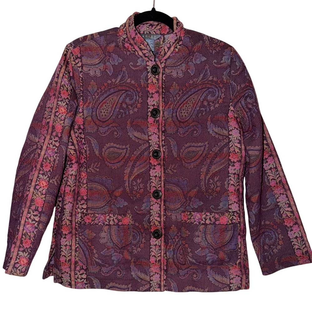 Koret‎ Petite Floral Print Jacket Blazer Purple Pink Women's PM